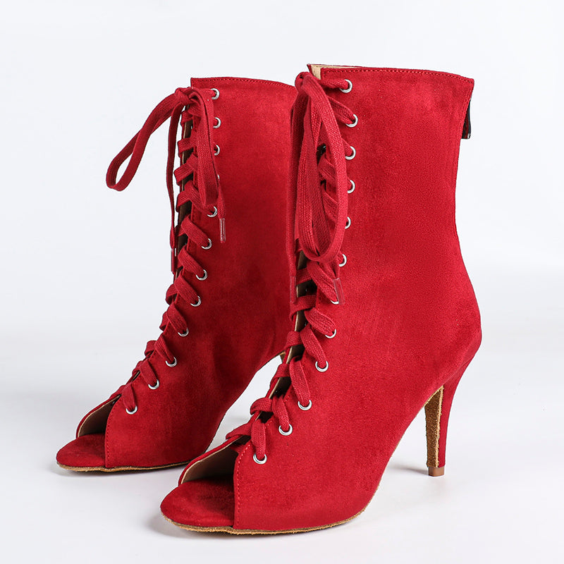 DS Women's Suede Customized Dance Heels Boots Salsa Jazz Dance Shoes