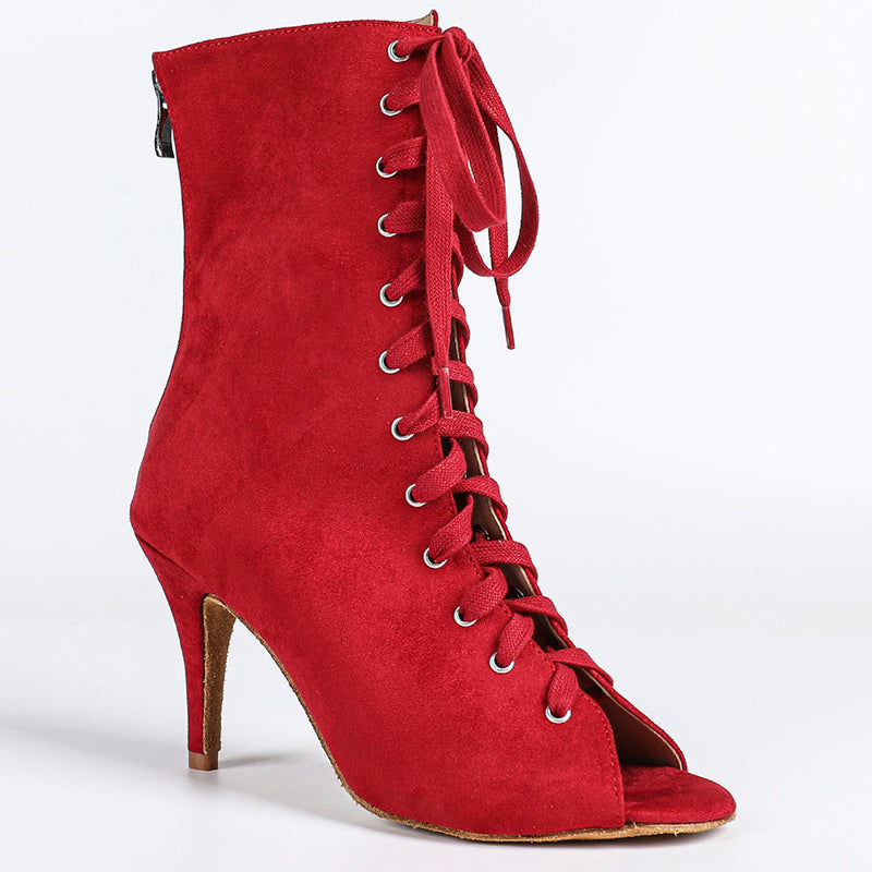DS Women's Suede Customized Dance Heels Boots Salsa Jazz Dance Shoes