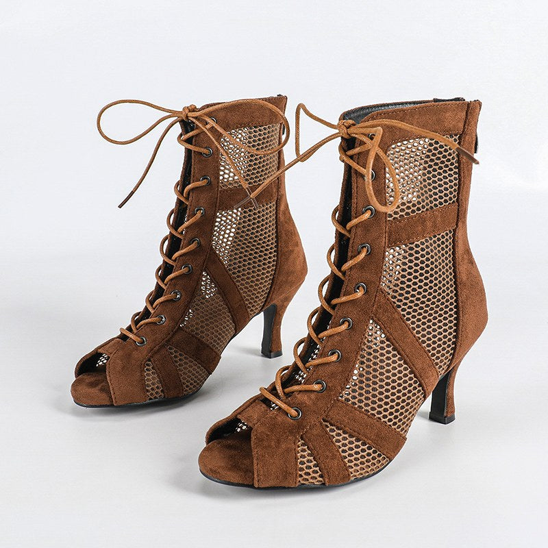 DS Women's Mesh Customized Heels Rubber Sole Dance Heels Boots Salsa Jazz Dance Shoes
