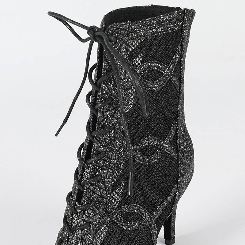 DS Women's Sparkling Glitter Customized Heel Dance Boots Jazz Salsa Dance Shoes