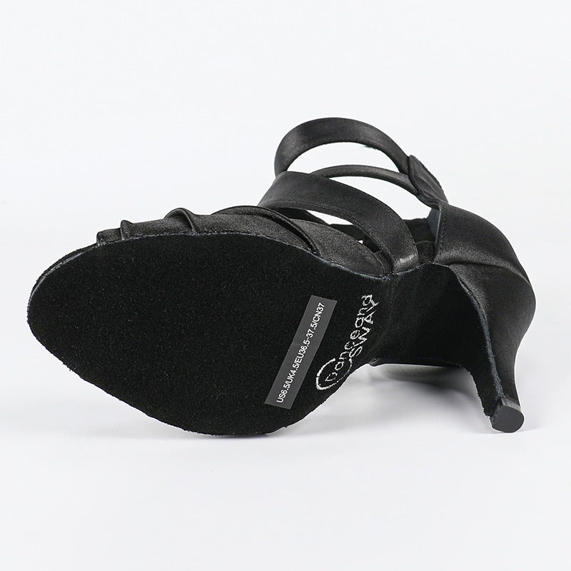 DS Women's Satin Customized Heel Dance Boots Salsa Dancing Shoes