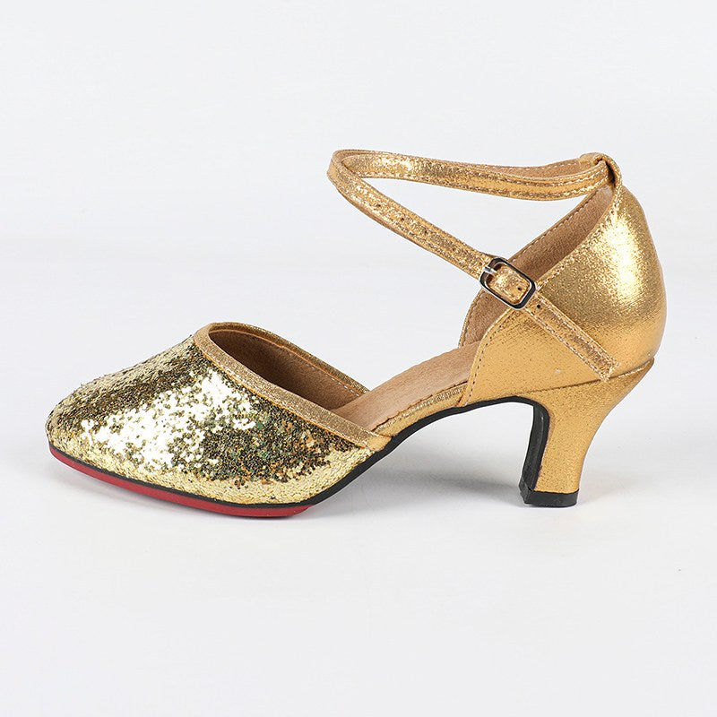 Women's  Rubber Sole 3.5/5cm Sparkling Glitter Heels Ballroom Dance Shoes