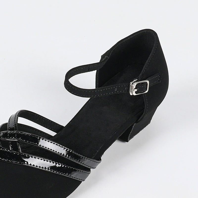 DS Women's Black Suede 3.5cm Heels Ballroom Swing Dance Shoes