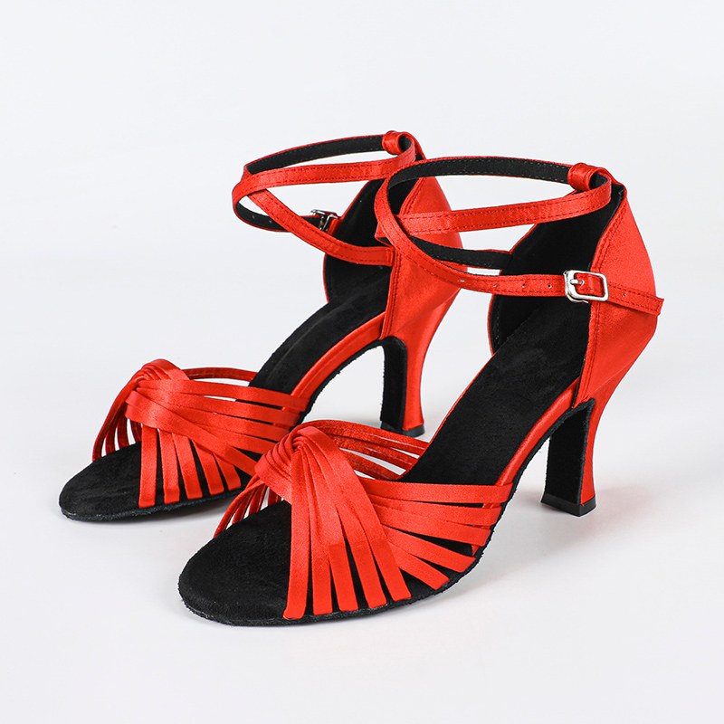 Women's Satin Customized Heel Ballroom Latin Dance Shoes