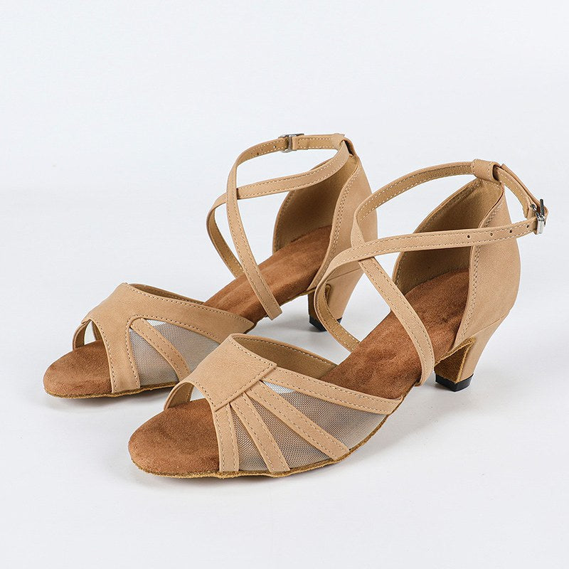 DS Women's Suede Customized Heel Ballroom Dance Shoes Latin Dance Shoes