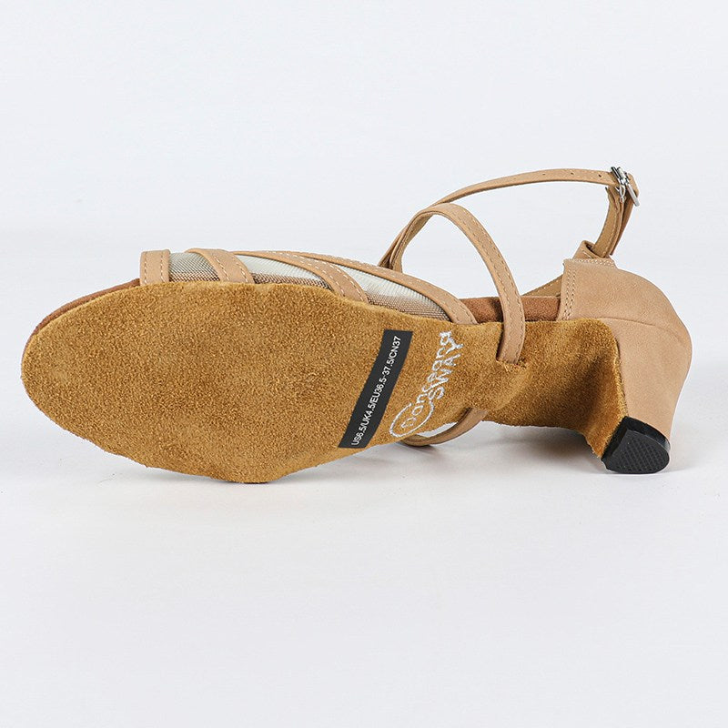 DS Women's Suede Customized Heel Ballroom Dance Shoes Latin Dance Shoes