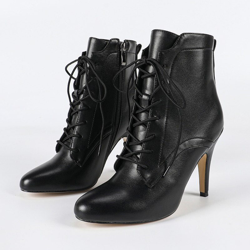 Women's Rubber Sole Customized Heel Rubber Sole  Jazz Shoes Lace-up Dance Heels Boots