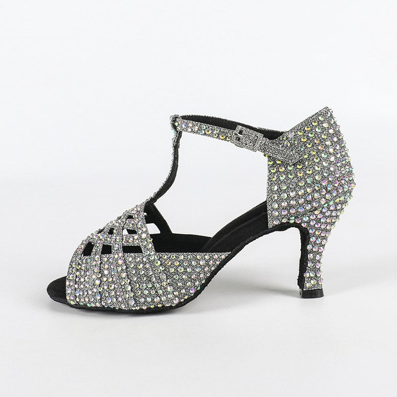 DS Women's Sparkling Glitter Customized Heel Salsa Latin Dance Shoes