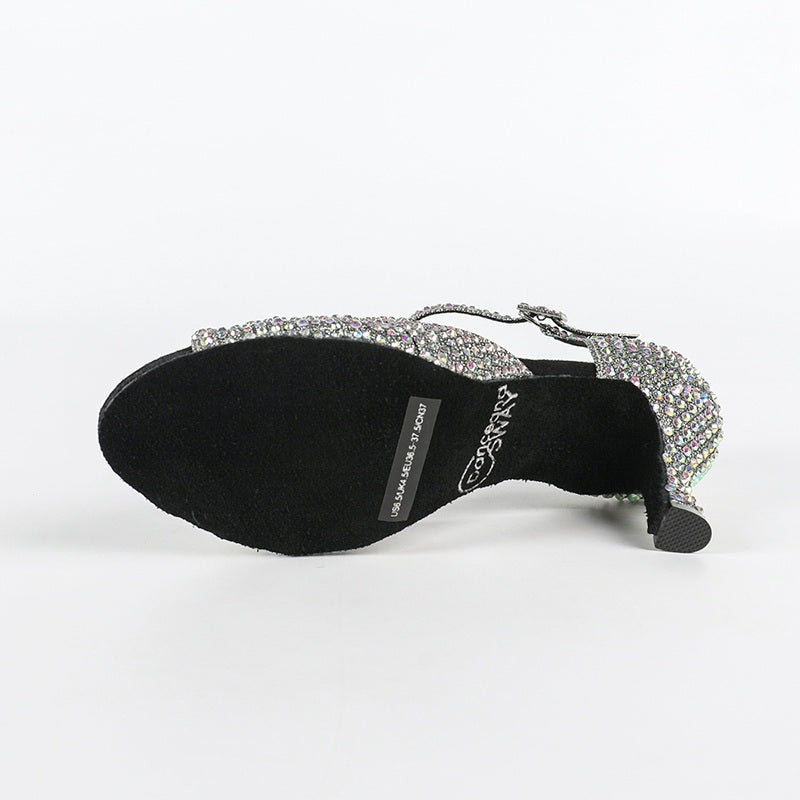 DS Women's Sparkling Glitter Customized Heel Salsa Latin Dance Shoes