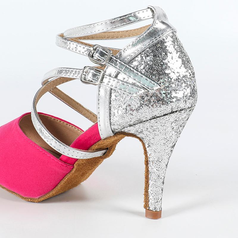 DS Women's Suede Sparking Glitter Customized Heel Latin Shoes Ballroom Dance Shoes