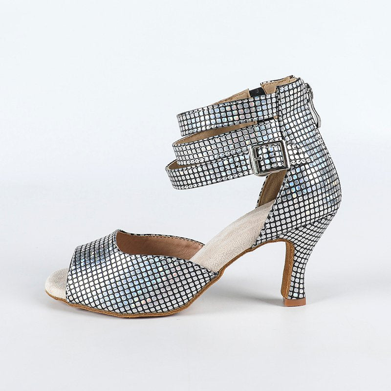 DS Women's Sequins Customized Heel Latin Shoes Ballroom Dance Shoes