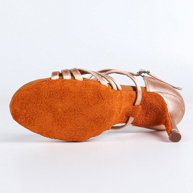 Women's Satin 5.5cm/7.5cm/8.5cm Heel Ankle Strap Latin Dance Shoes Ballroom Dance Shoes