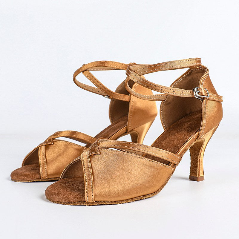 Women's Satin Velvet Customized Heel Ballroom Dance Shoes Latin Shoes