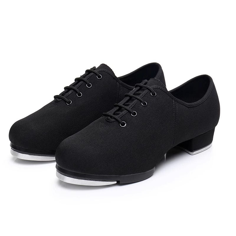 Unisex Canvas 3cm Heel Tap Shoes With Lace-up Dance Shoes