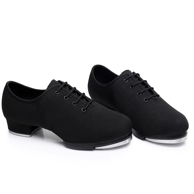 Unisex Canvas 3cm Heel Tap Shoes With Lace-up Dance Shoes