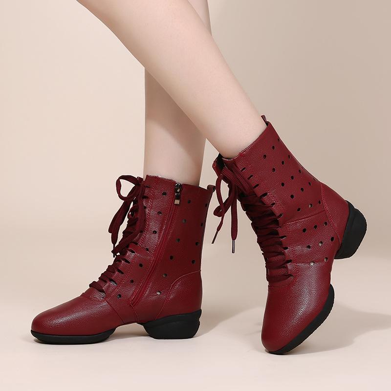 Women's Leatherette 4cm Heels Jazz With Lace-up Dance Shoes/Dance Boots