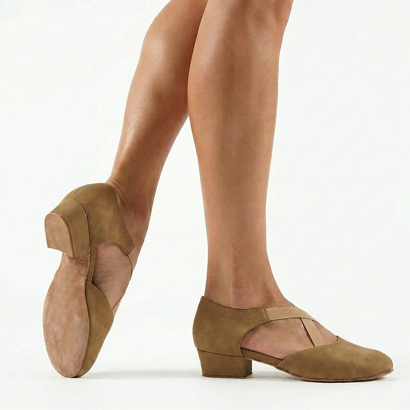 Women's Apricot Suede 3.5cm Heels Ballroom Swing Dance Shoes