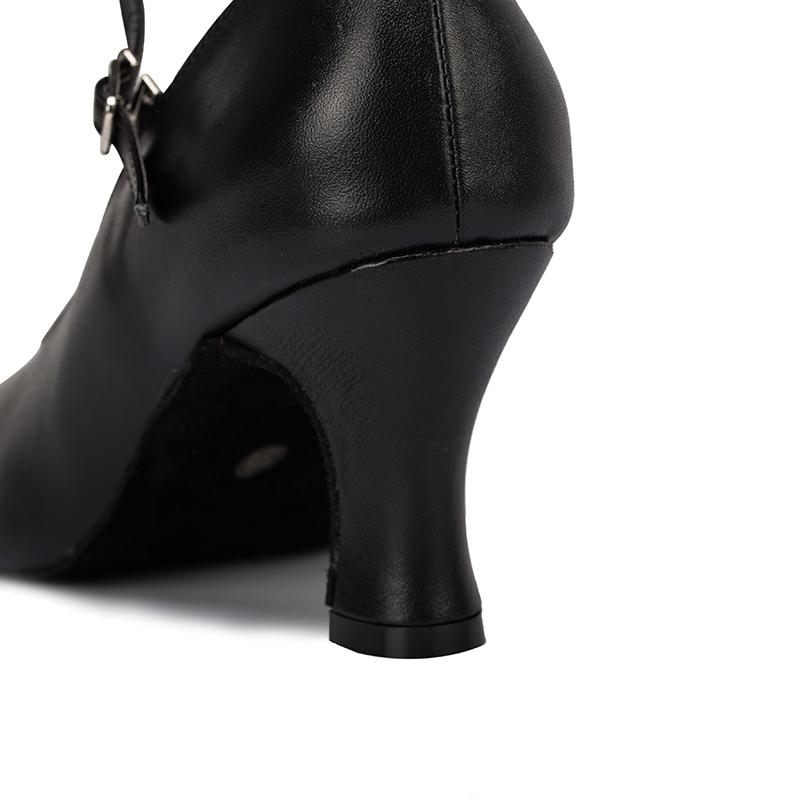 Women's Customized Heel Black Real Leather Ballroom Dance Shoes Character Dance Shoes