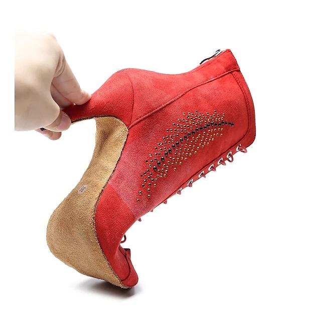 Women's Suede Red Customized Heels Dance Boots Jazz Salsa Dance Shoes