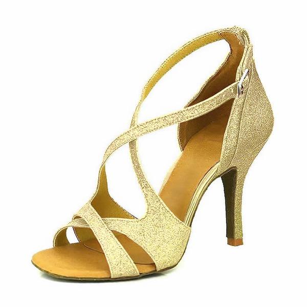 Women's Sparkling Glitter Customized Heel Latin Shoes Ballroom Dance Shoes