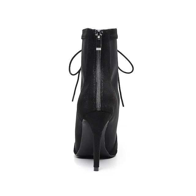 DS Women's Lace up Rubber Sole Customized High Heel Salsa Jazz Dance Shoes Dance Heels Boots