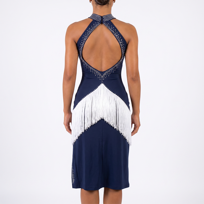 YZY Customisable Women's Navy Blue DanceWear Dance Dress Performance Wear