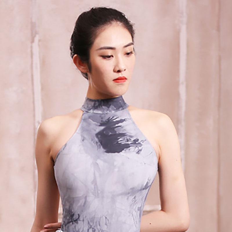 BW Women's Sleeveless Stand Collar Dyeing Leotard