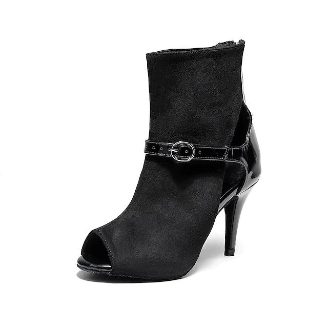Women's Suede Open To Customized Heels Dance Boots Jazz Salsa Dancing Shoes
