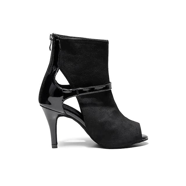 Women's Suede Open To Customized Heels Dance Boots Jazz Salsa Dancing Shoes