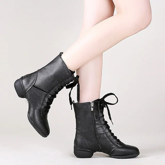 Women's Leatherette Boots Jazz With Lace-up Dance Boots/Dance Shoes