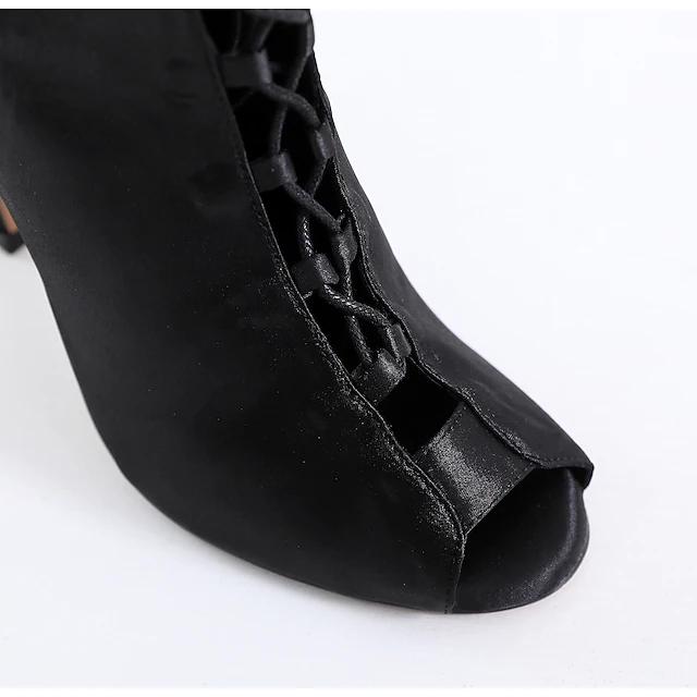 Women's Satin Customized Heel Dance Boots Jazz Salsa Street Sole Dancing Shoes