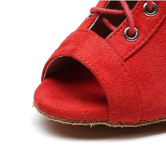 Women's Suede Red Customized Heels Dance Boots Jazz Salsa Dance Shoes